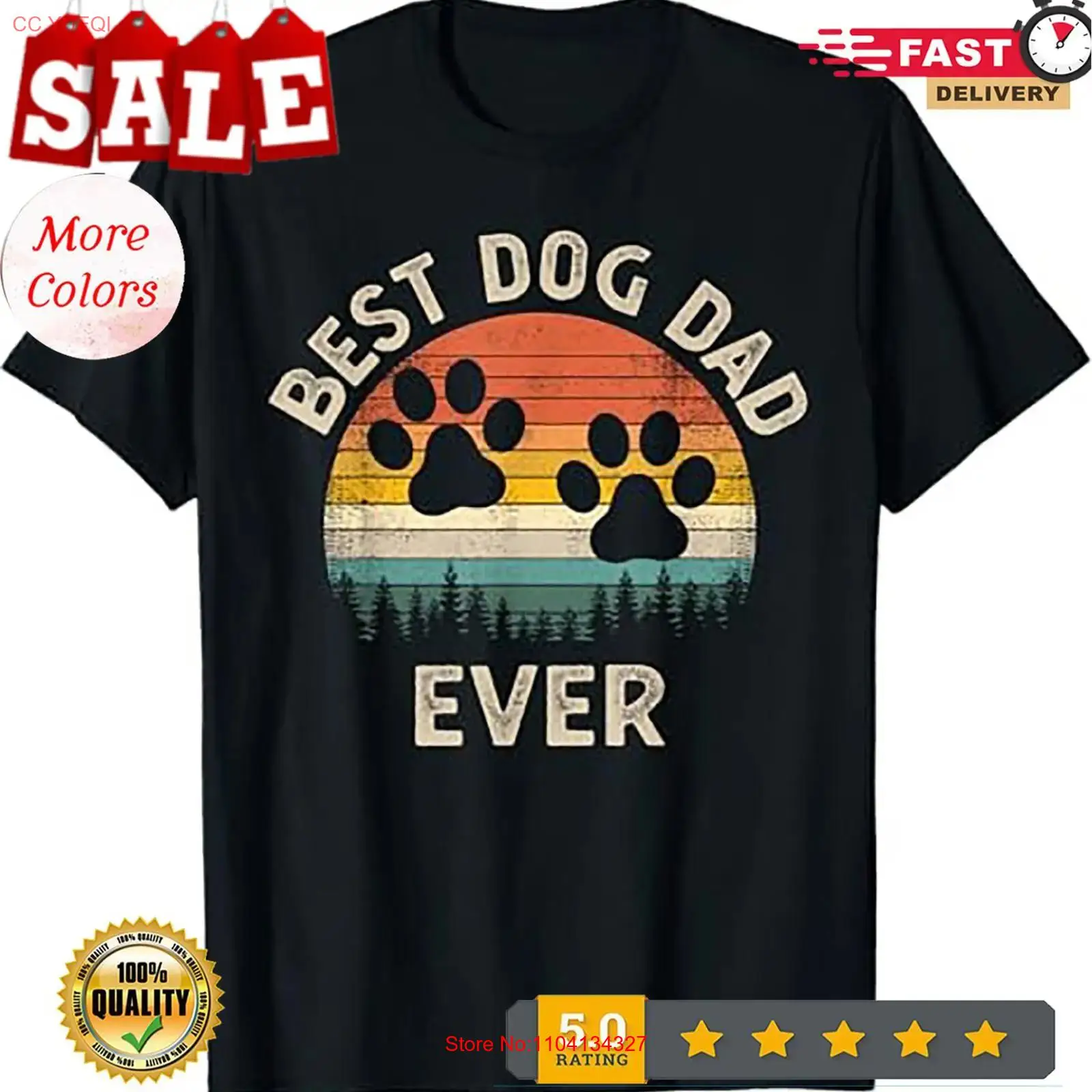 Vintage Fashion Knitwear - تي شيرت Best Dog Dad Ever
