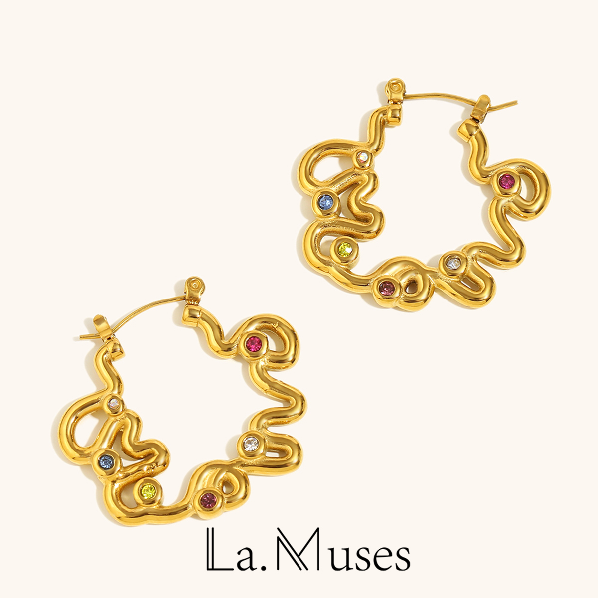 Vintage Fashion La - لا. Muses الملونة الزركون الملتوية خط