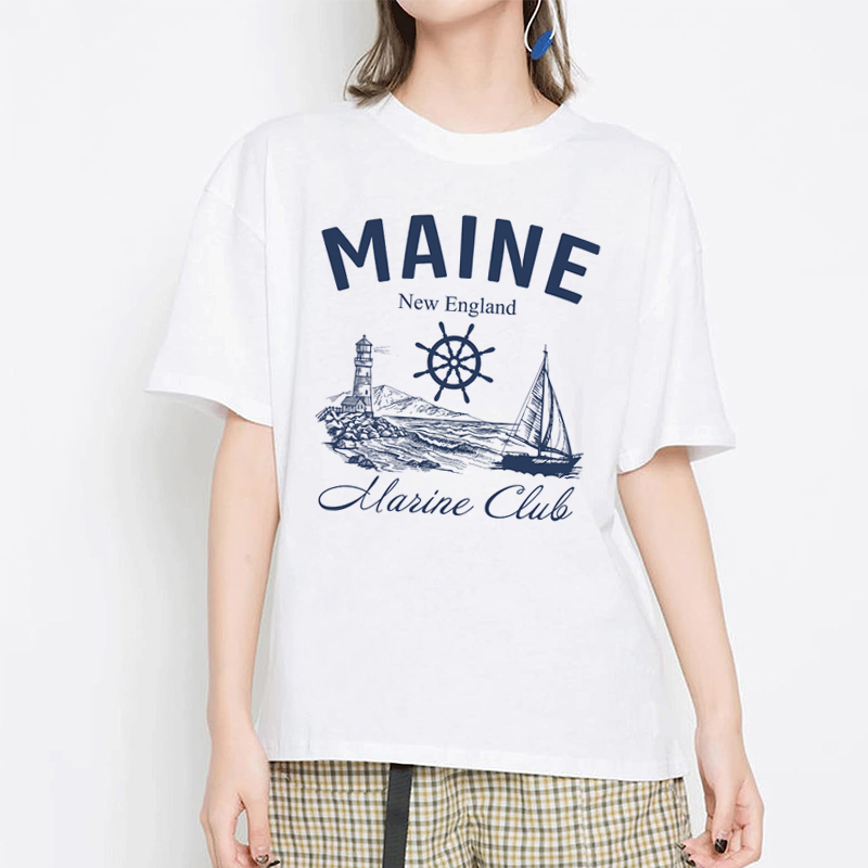 Vintage Yacht Fashion - تي شيرت قصير الأكمام للنساء ،